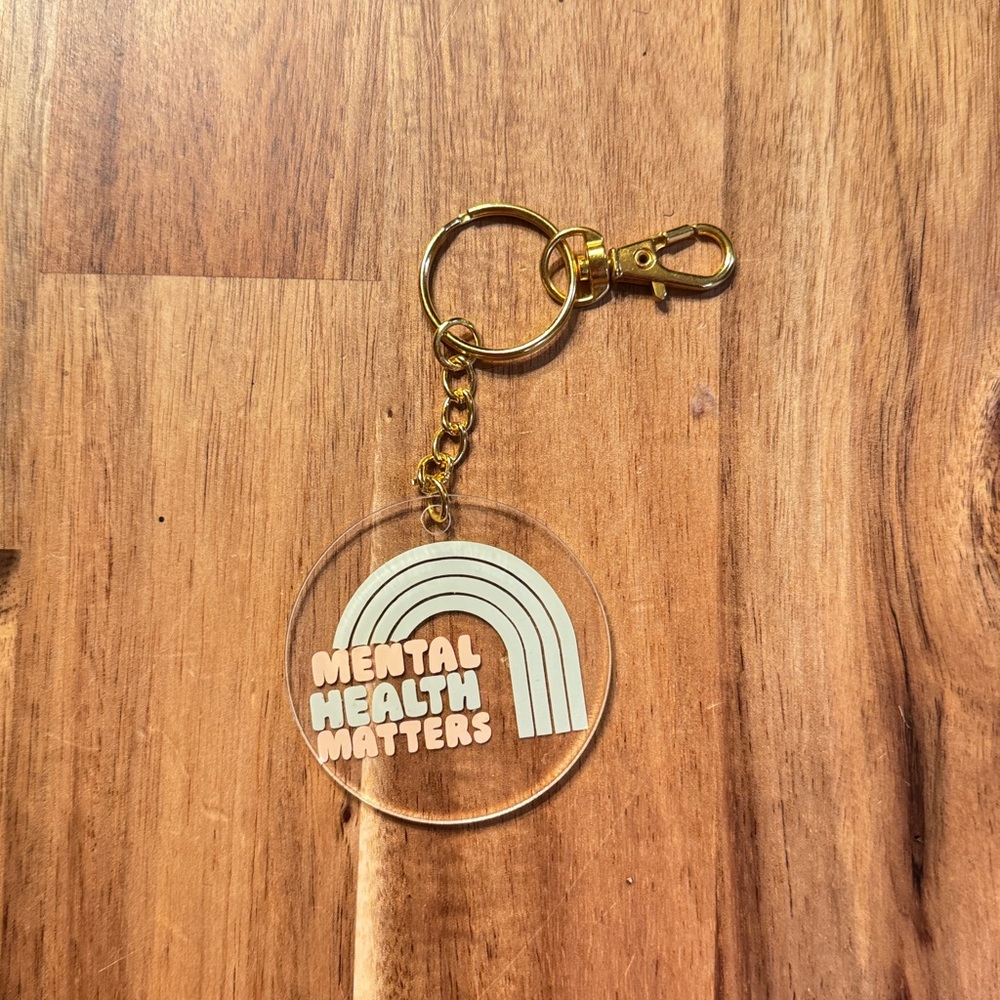 Mental Health Matters Keychain with Gold Accent